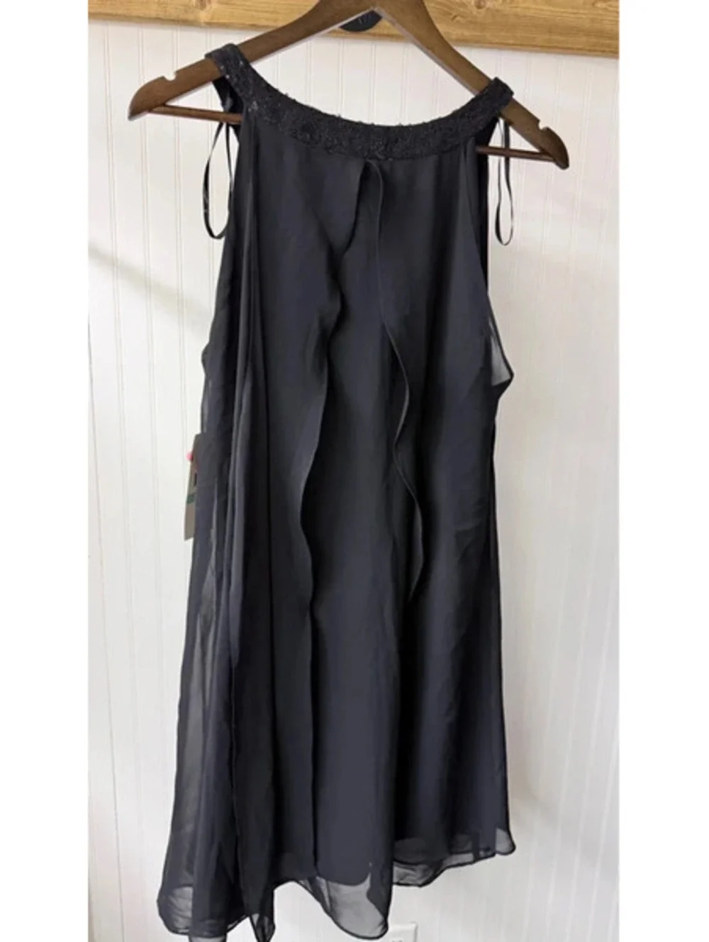 J.R. Nites cocktail dress black chiffon overlay ruffle Y2K vintage new
